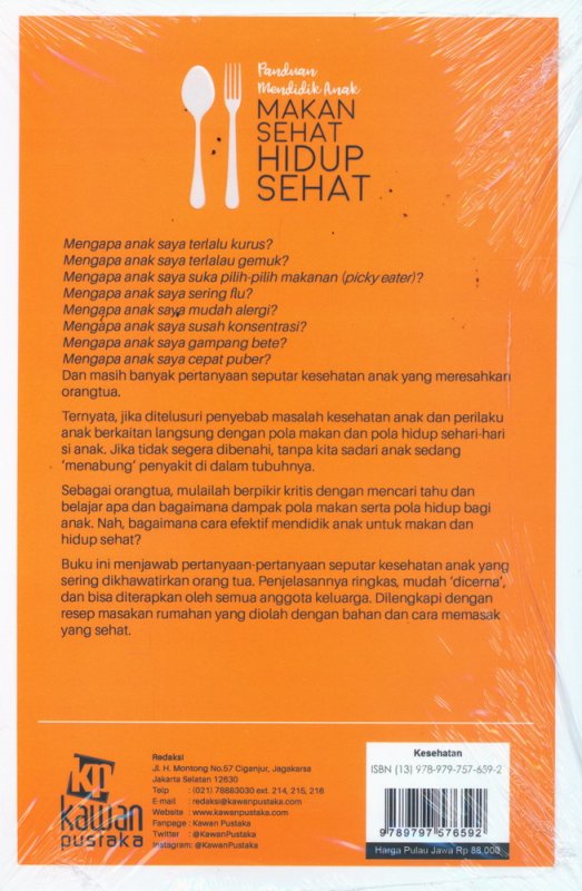 Cover Belakang Buku Panduan Mendidik Anak Makan Sehat Hidup Sehat (Promo Best Book)
