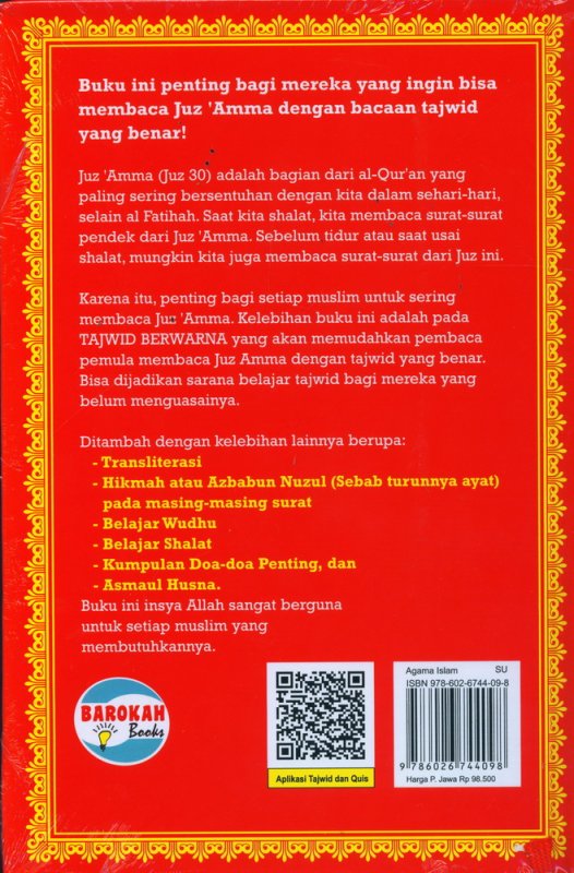 Cover Belakang Buku JUZ AMMA TAJWID BERWARNA (Hard Cover)