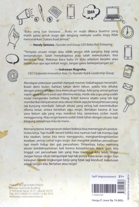Cover Belakang Buku Resign Malu Tak Resign Pilu