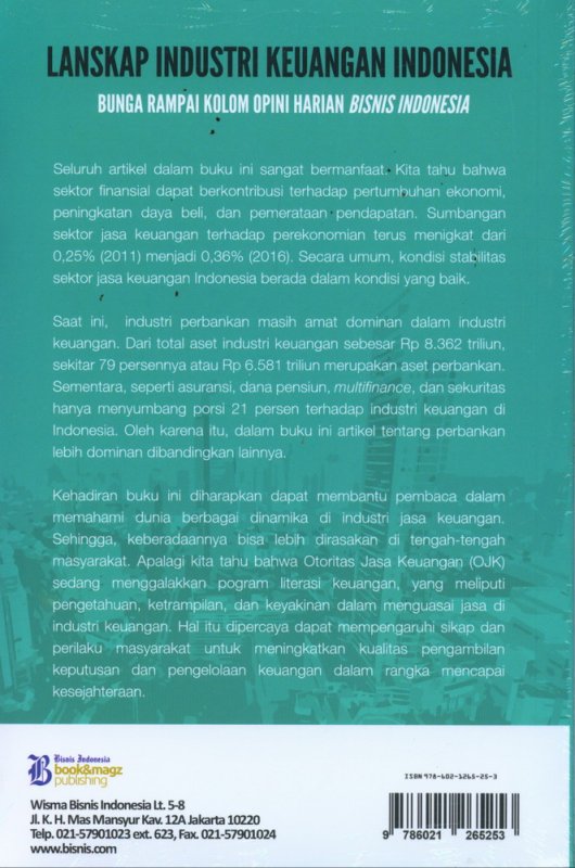 Cover Belakang Buku Lanskap Industri Keuangan Indonesia - Bunga Rampai Kolom Opini Harian Bisnis Indonesia