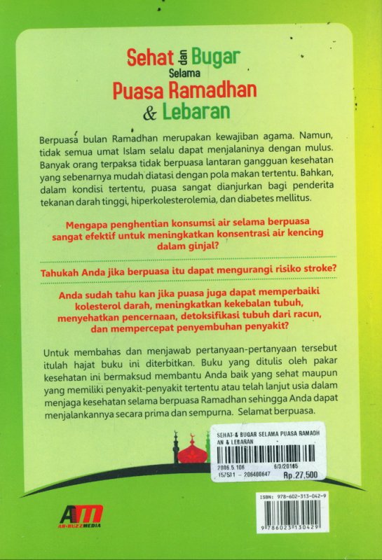 Cover Belakang Buku Sehat dan Bugar Selama Puasa Ramadhan & Lebaran