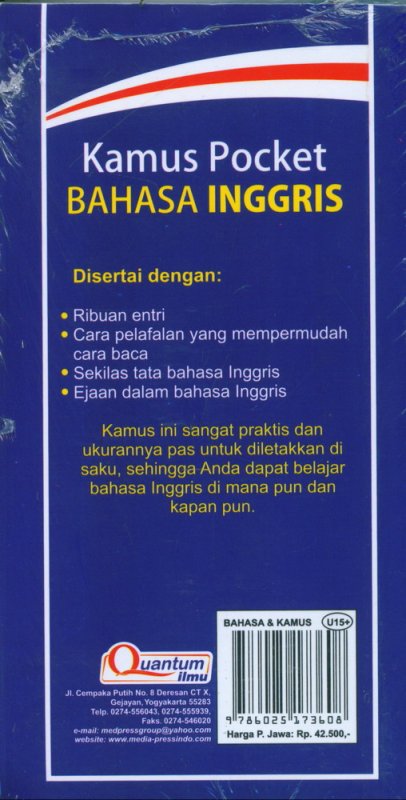Cover Belakang Buku Kamus Pocket Bahasa Inggris (2018)