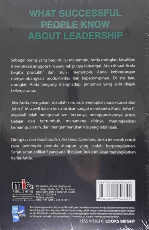 Cover Belakang Buku What Successful People Know About Leardership