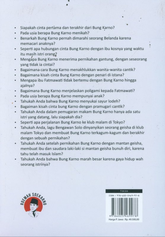 Cover Belakang Buku Soekarno is a Great Lover - Kisah Cinta Sang Putra Fajar