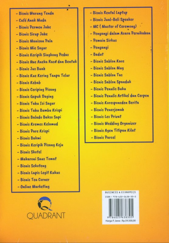 Cover Belakang Buku Bisnis Modal 500 Ribuan