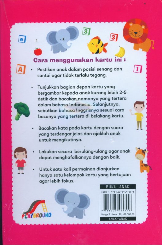 Cover Belakang Buku Kartu Anak Pintar Kosakata Sehari-hari (Bilingual Inggris-Indonesia)