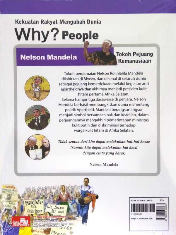 Cover Belakang Buku Why? People Nelson Mandela (pejuang anti diskriminasi ras)