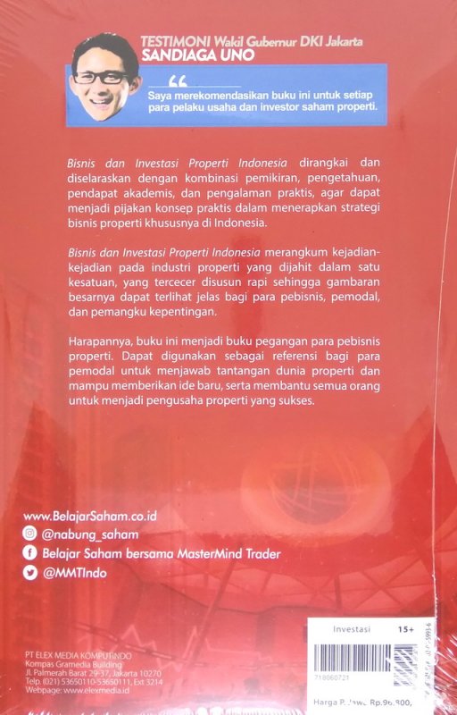 Cover Belakang Buku Bisnis dan Investasi Properti Indonesia + CD