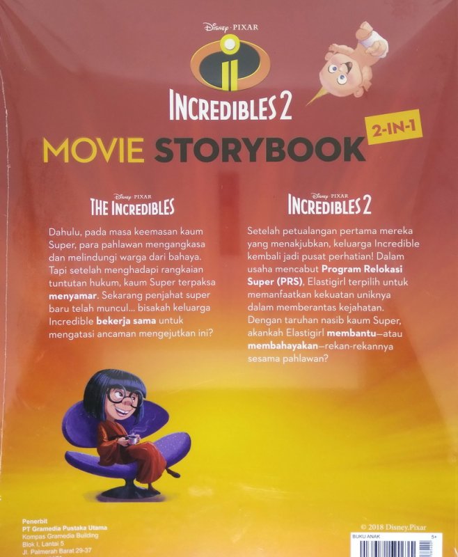Cover Belakang Buku The Incredibles: Movie Storybook - 2 in1