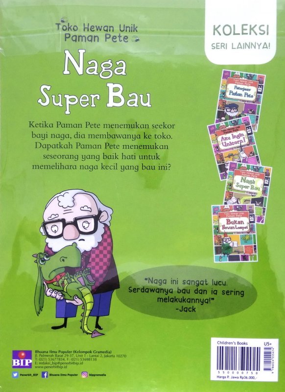 Cover Belakang Buku Seri Toko Hewan Unik Paman Pete: Naga Super Bau