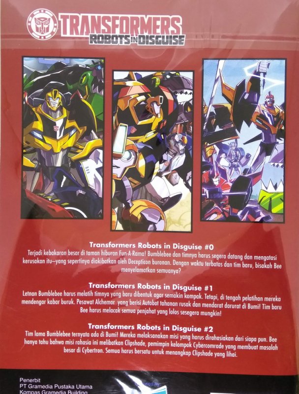 Cover Belakang Buku Transformers: Robots in Disguise vol.1