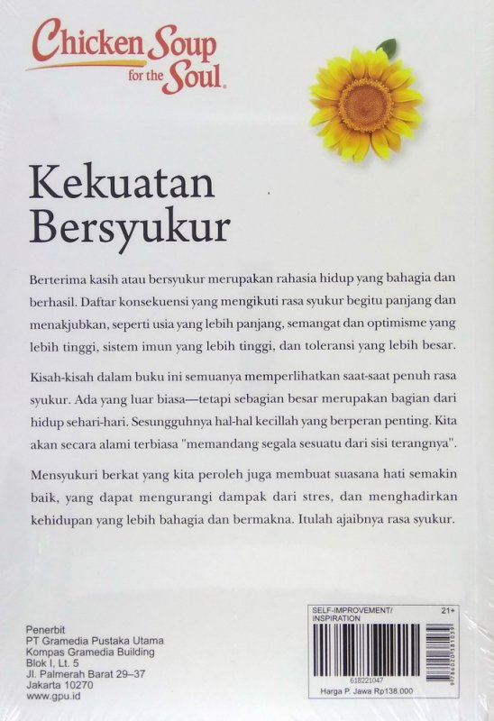 Cover Belakang Buku Chicken Soup for the Soul: Kekuatan Bersyukur