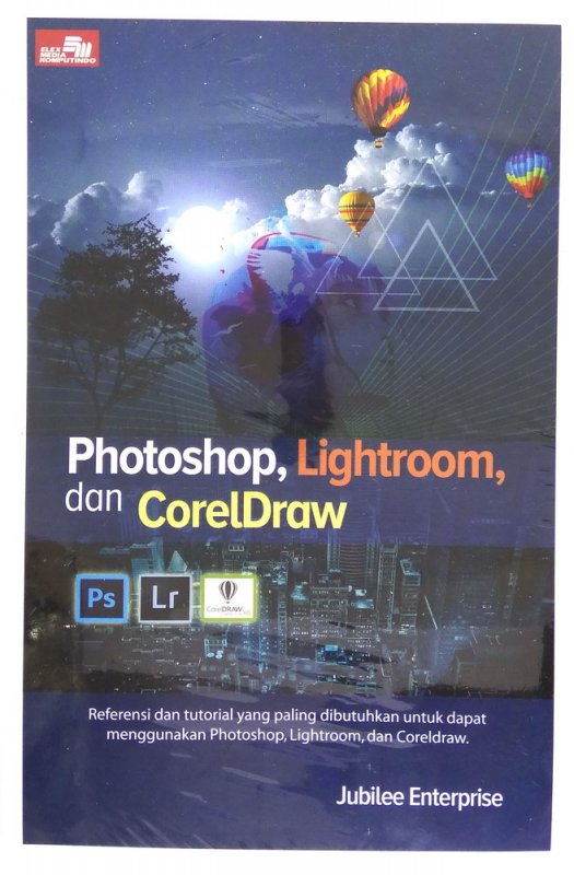 Cover Buku Photoshop, Lightroom, dan CorelDraw