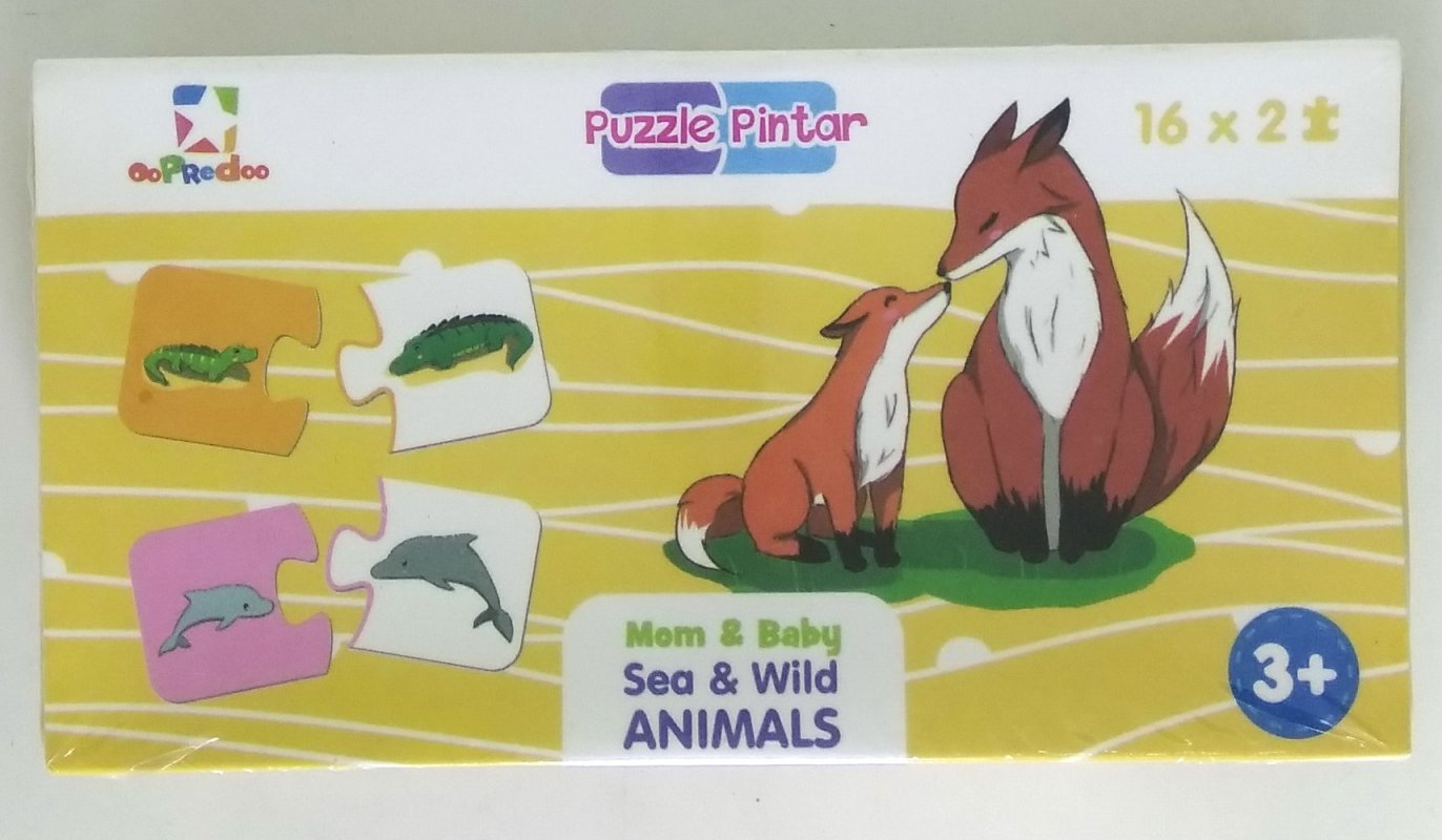 Cover Buku Puzzle Pintar: Mom & Baby Sea & Wild Animals