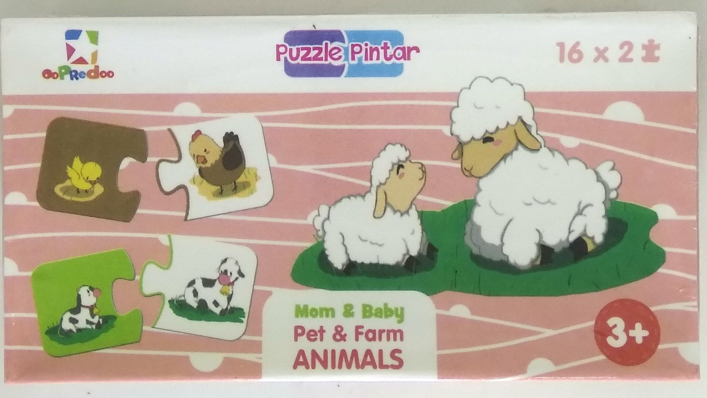Cover Buku Puzzle Pintar: Mom & Baby Pet & Farm Animals