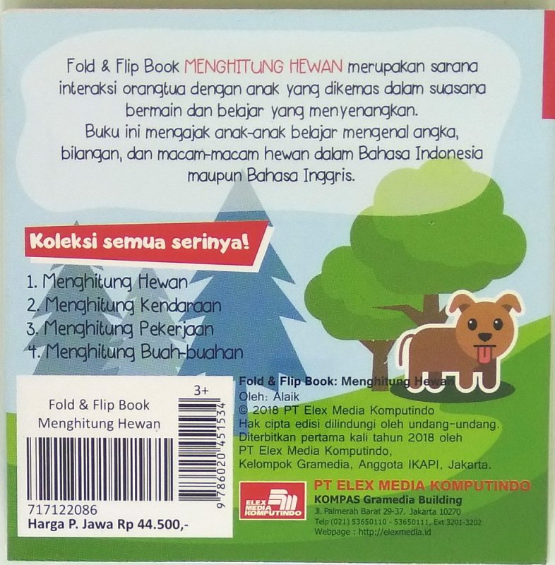 Cover Belakang Buku Fold And Flip Book: Menghitung Hewan