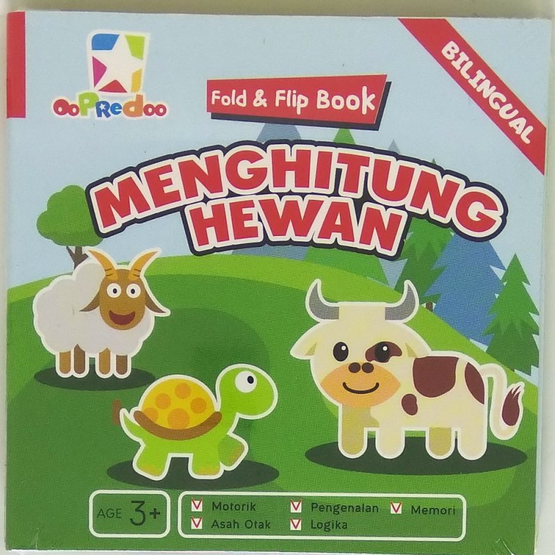 Cover Buku Fold And Flip Book: Menghitung Hewan