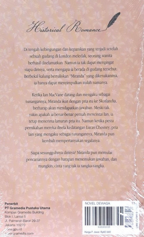 Cover Belakang Buku Historical Romance: Miranda