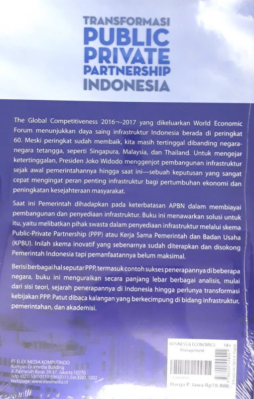 Cover Belakang Buku Transformasi Public Private Partnership Indonesia