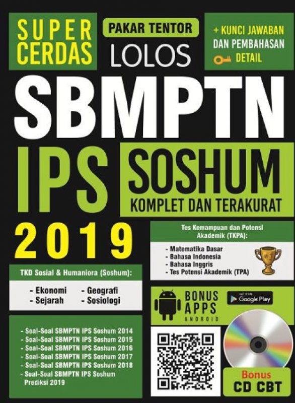Cover Buku SUPER CERDAS LOLOS SBMPTN IPS SOSHUM 2019 BONUS CD CBT
