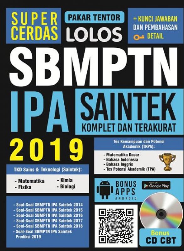 Cover Buku SUPER CERDAS LOLOS SBMPTN IPA SAINTEK 2019 BONUS CD CBT