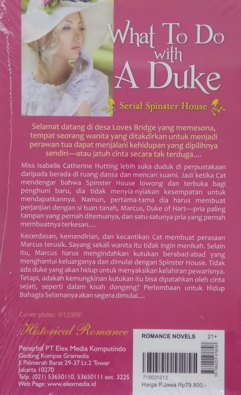 Cover Belakang Buku HR: What to Do With A Duke (Serial Spinster House)