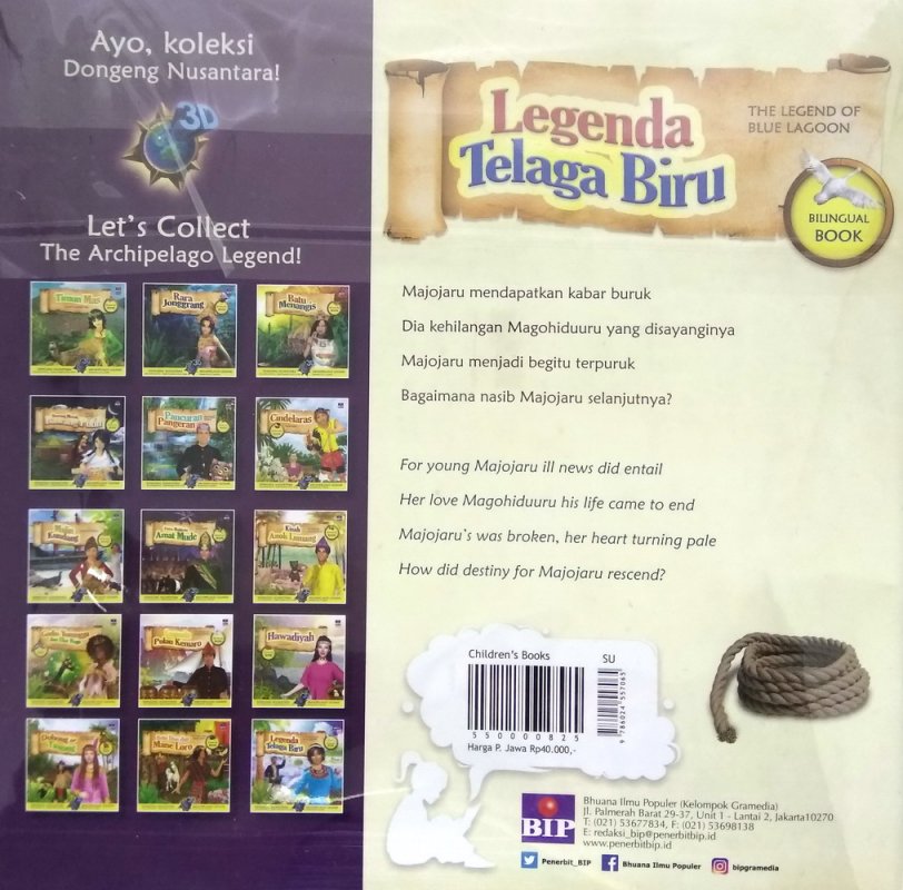 Cover Belakang Buku Dongeng 3D Nusantara : Legenda Telaga Biru ( Maluku Utara )