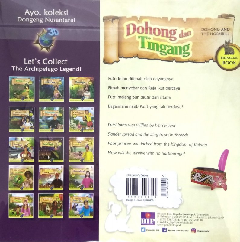 Cover Belakang Buku Dongeng Nusantara 3D: Dohong dan Tigang (Kal-Teng)