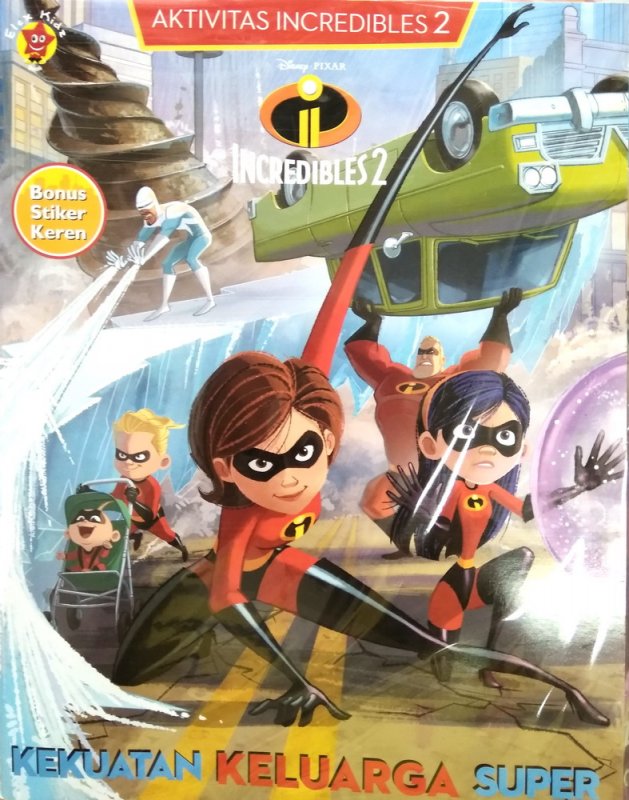 Cover Buku Aktivitas Incredibles 2 + Stiker: Kekuatan Keluarga Super