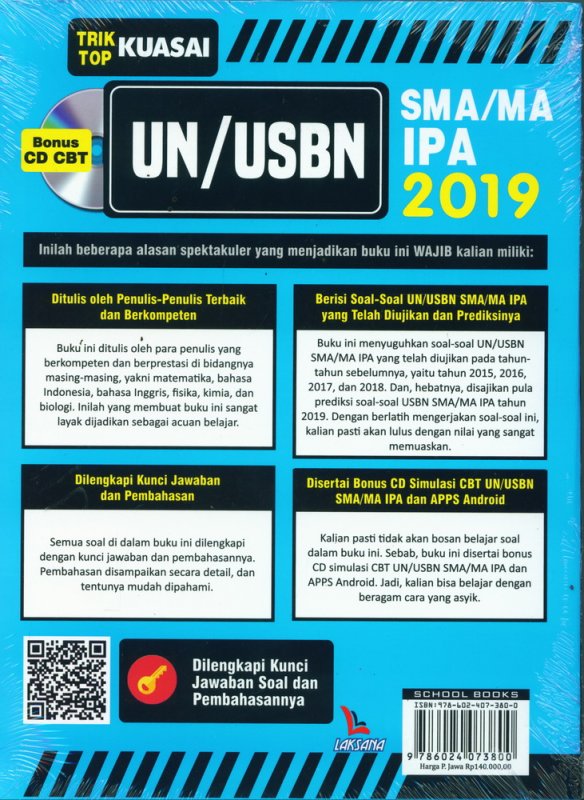 Cover Belakang Buku Trik Top Kuasai UN/USBN SMA/MA IPA 2019