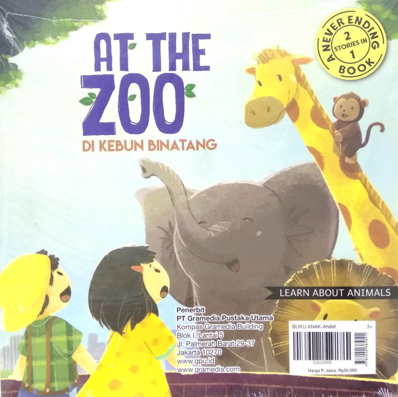 Cover Belakang Buku At the Farm: Di Peternakan - At the Zoo: Di Kebun Binatang