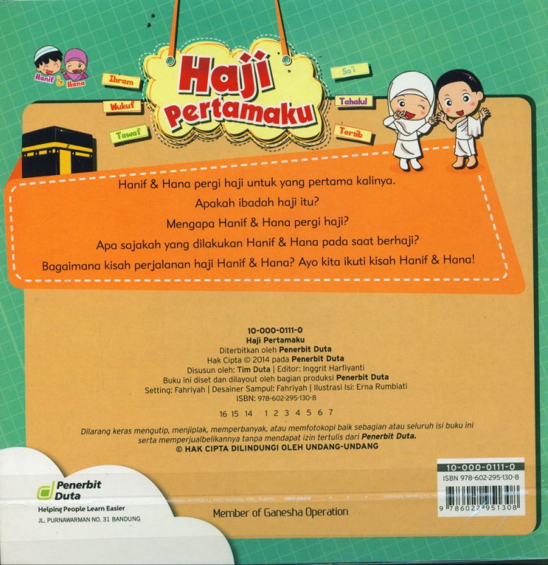 Cover Belakang Buku Seri Hanif & Hana: Haji Pertamaku