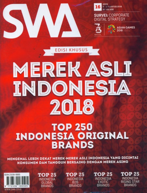 Cover Buku Majalah SWA Sembada No. 16 | 6-15 Agustus 2018