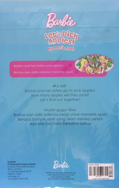 Cover Belakang Buku Barbie: Ayo Petik Apel! (Lets Pick Apples)