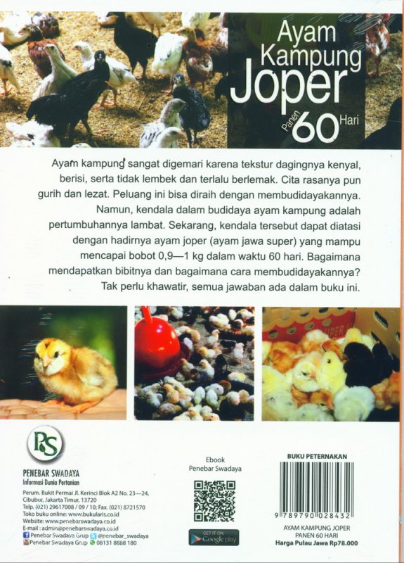 Cover Belakang Buku Ayam Kampung Joper Panen 60 Hari