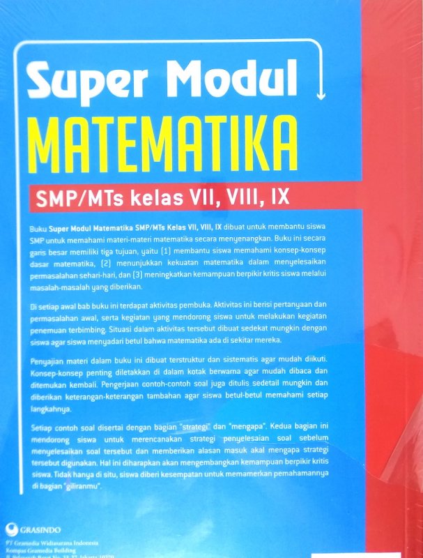 Cover Belakang Buku Super Modul Matematika SMP MTs Kelas VII, VIII, IX