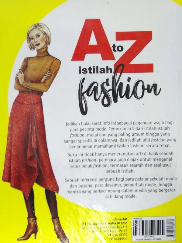 Cover Belakang Buku A to Z Istilah Fashion (cover baru 2018)
