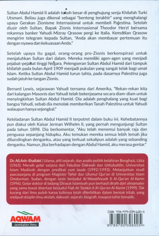 Cover Belakang Buku Sultan Abdul Hamid II - The Last Khalifa