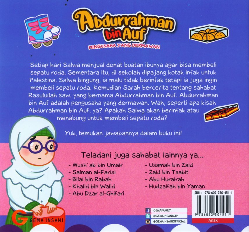 Cover Belakang Buku Seri Sahabat Rasulullah Saw. : Abdurrahman bin Auf - Pengusaha yang Dermawan (Full Color)