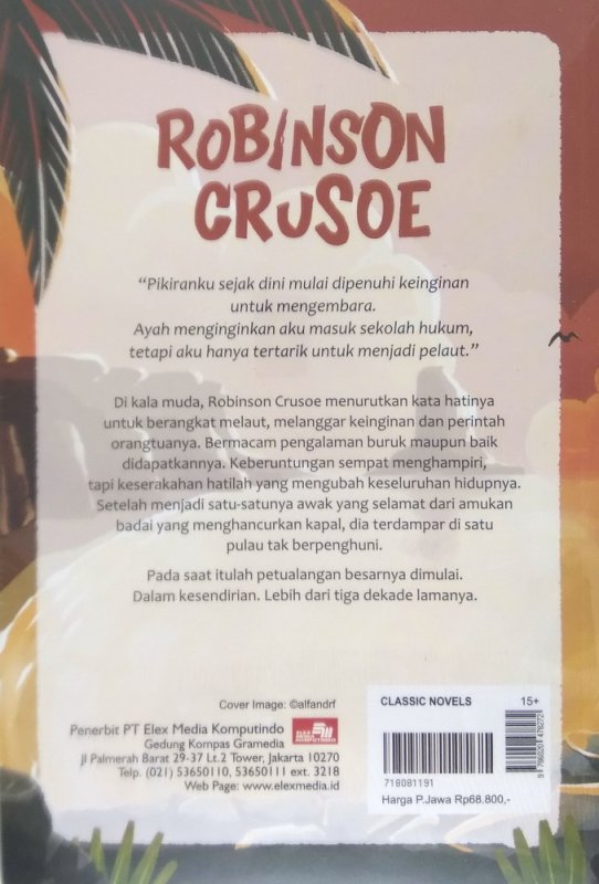 Cover Belakang Buku Robinson Crusoe (Cover Baru 2018)