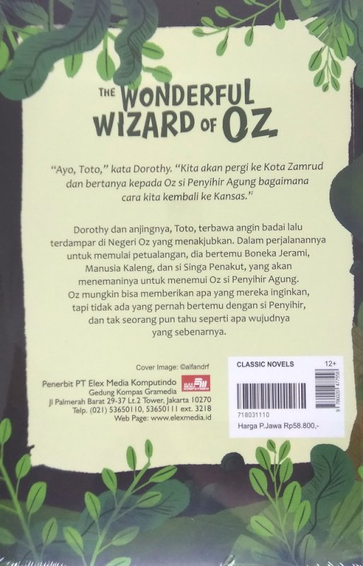 Cover Belakang Buku The Wonderful Wizard of Oz (cove baru 2018)