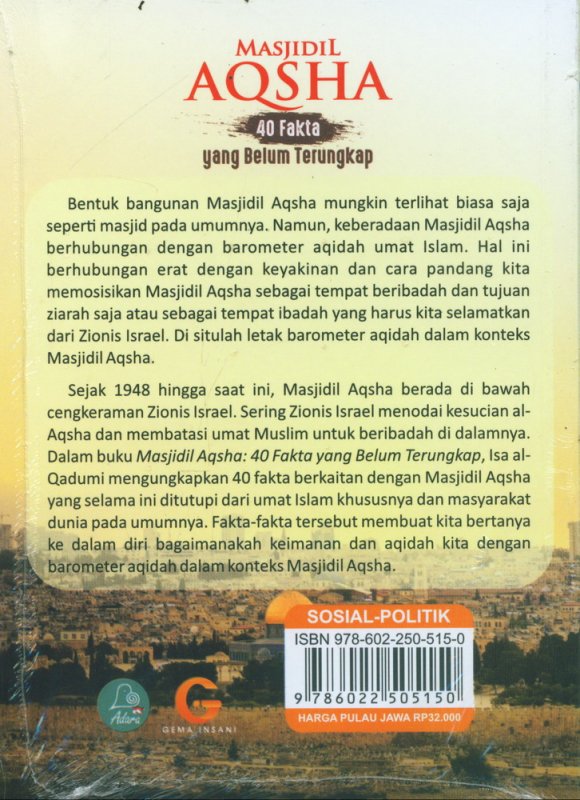 Cover Belakang Buku MASJIDIL AQSHA: 40 Fakta yang Belum Terungkap