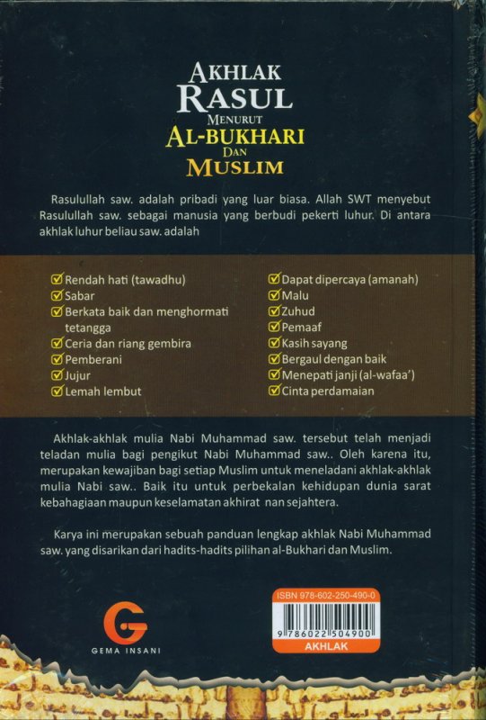 Cover Belakang Buku Akhlak Rasul Menurut Al-Bukhari dan Muslim (Hard Cover)