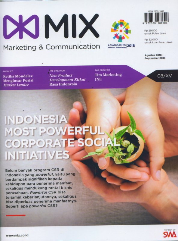 Cover Buku Majalah MIX Marketing Communications Edisi Agutus - September 2018