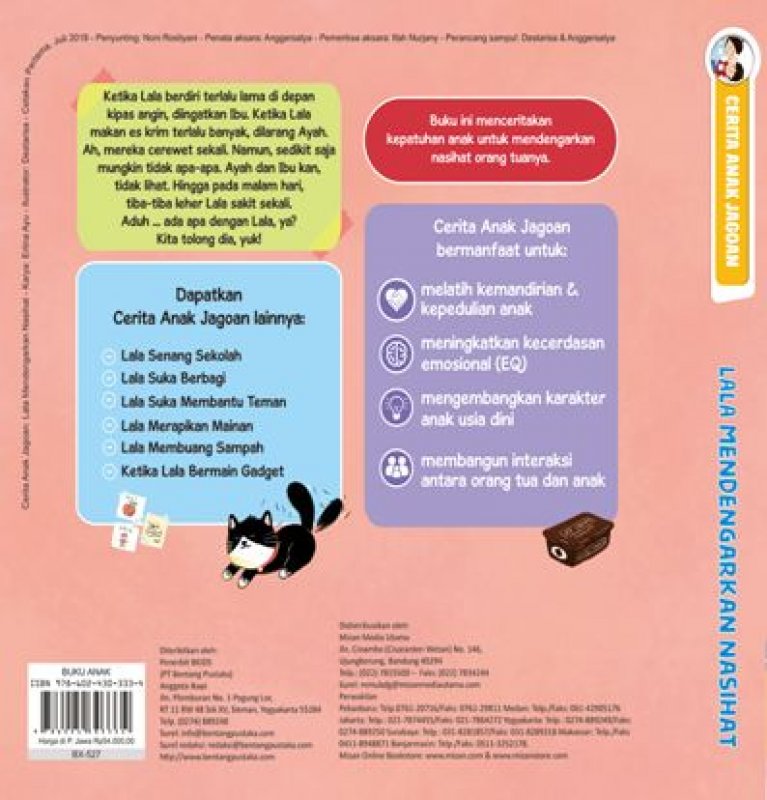 Cover Belakang Buku Lala Mendengarkan Nasihat (Cerita Anak Jagoan)