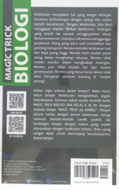 Cover Belakang Buku Magic Trick Praktis Ala Bimbel Biologi SMA Kelas X, XI,XII