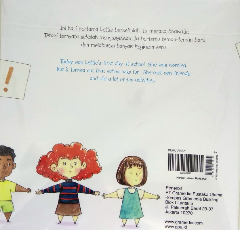 Cover Belakang Buku Lettie: Hari Pertama di Sekolah