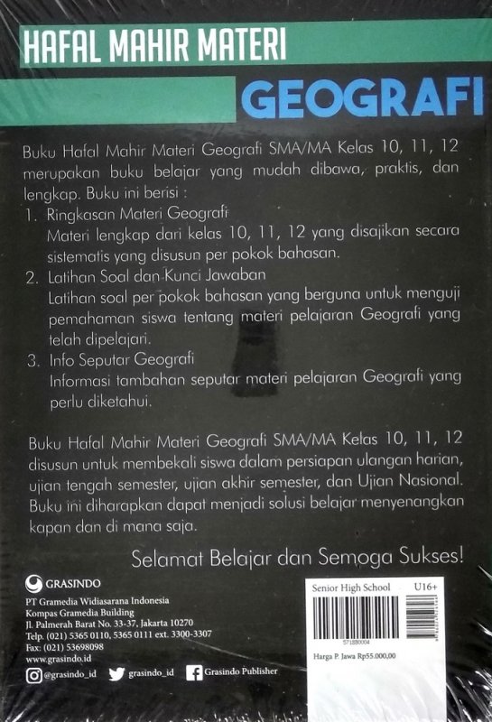 Cover Belakang Buku Hafal Mahir Materi Geografi SMA/MA KELAS 11, 12, 13