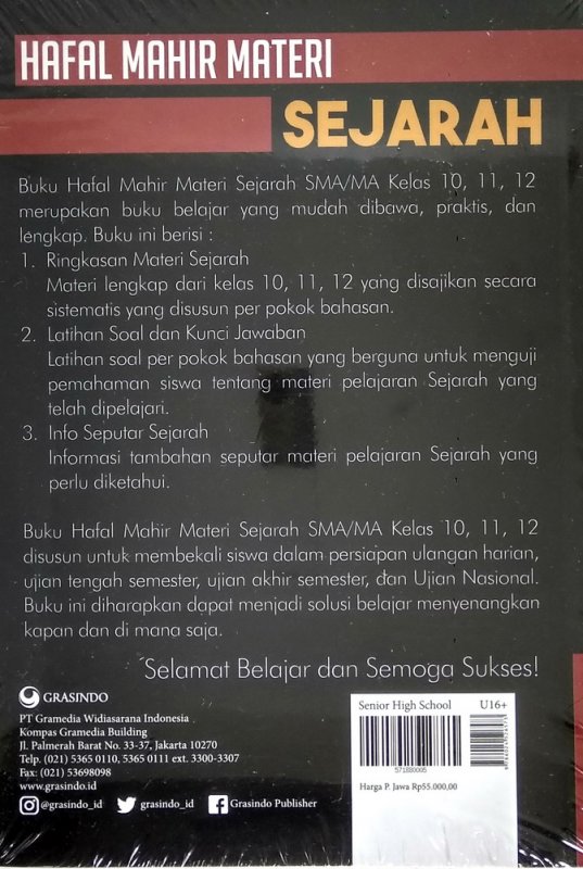 Cover Belakang Buku Hafal Mahir Materi Sejarah SMA/MA KELAS 11, 12, 13