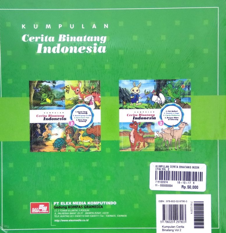 Cover Belakang Buku Kumpulan Cerita Binatang Indonesia Vol. 2